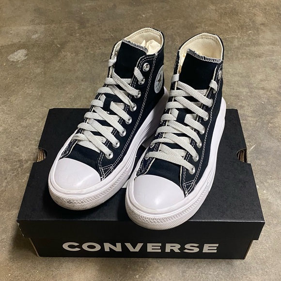 converse chuck taylor all star move platform black/white size 5.5 - Picture 4 of 9
